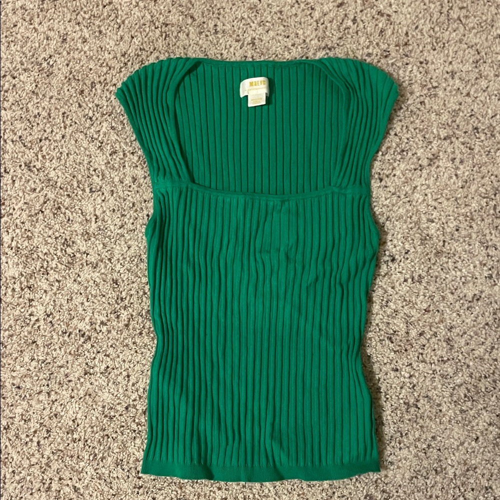 Anthropologie Emerald Ribbed Blouse